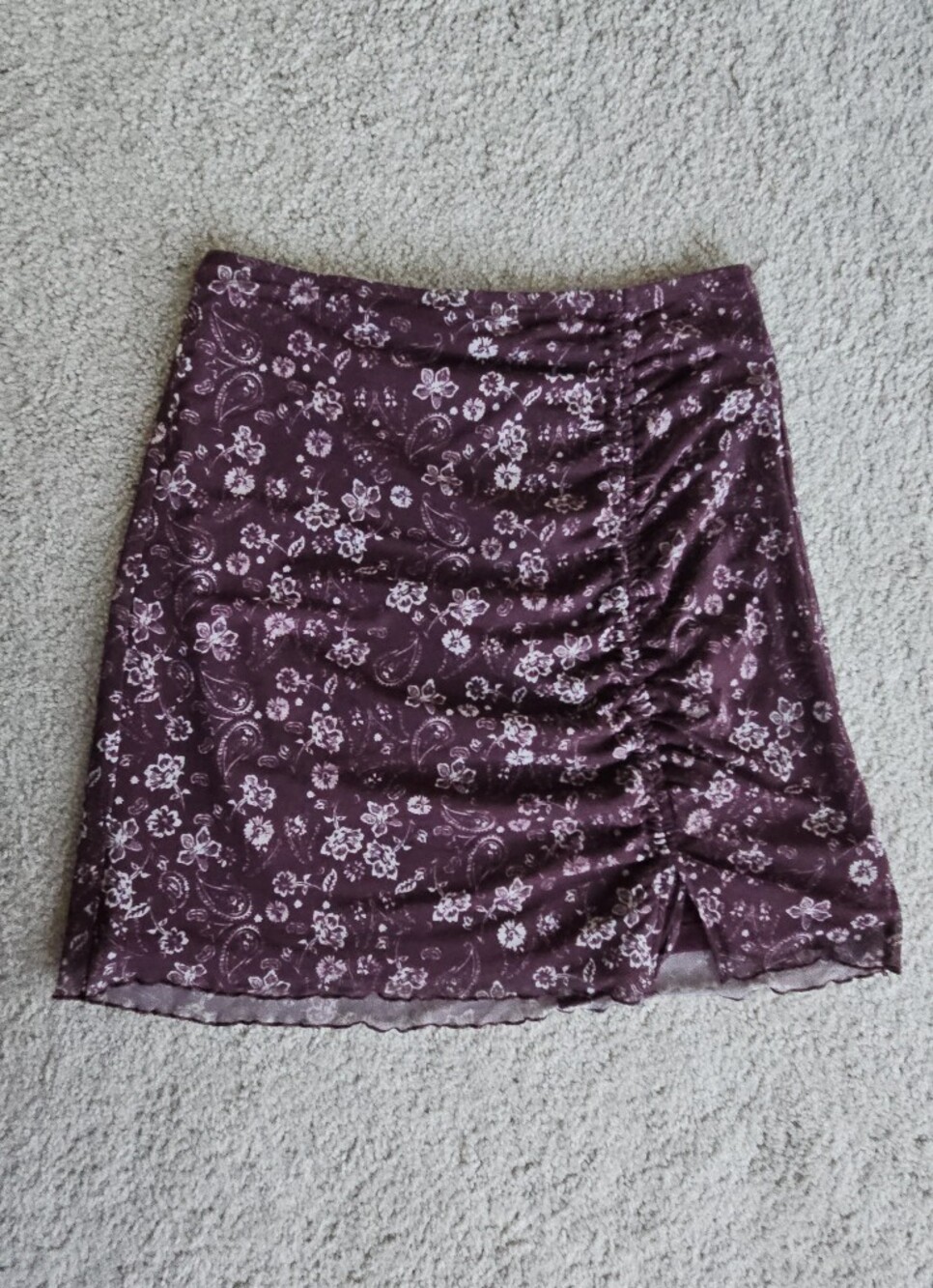 Hollister Burgundy Floral Mini Skirt
